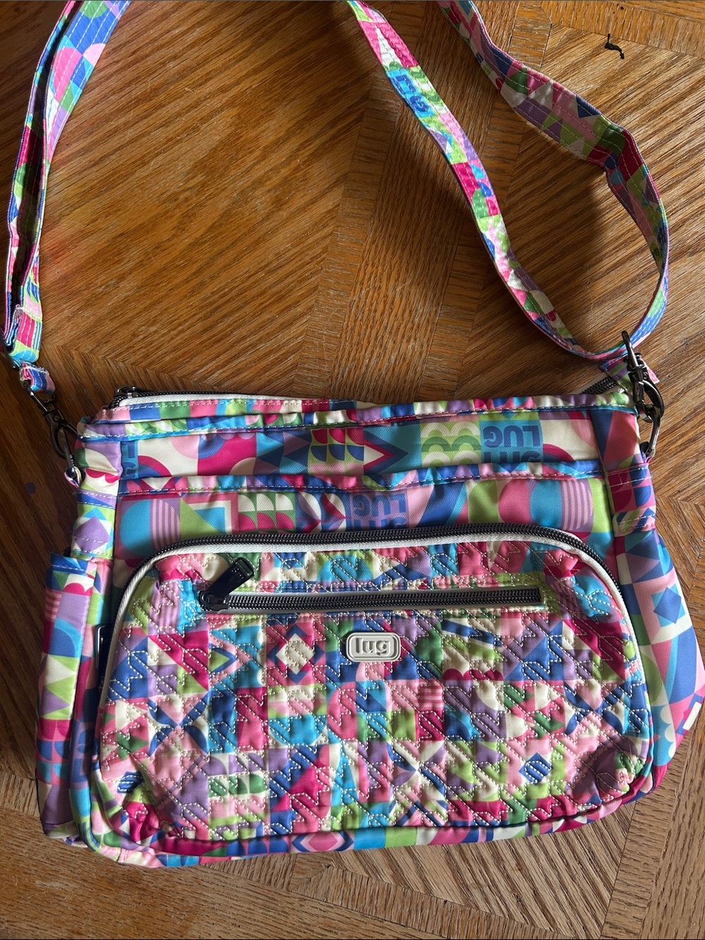 lug Multicolor Quilted Geometric Crossbody Bag